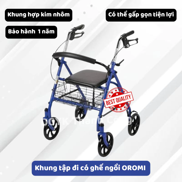 Khung tập đi có ghế và giỏ để đồ OROMI DY049144L [Chính hãng BH 1 Năm]
